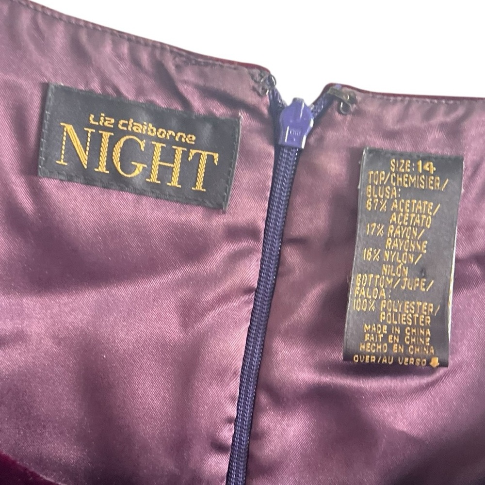 Liz Claiborne Night Purple Velvet & Satin Empire-Waist Dress - Picture 3 of 4